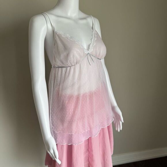 Vintage Lace Slip Top Lingerie With Bow Pink Blush - Picture 7 of 9
